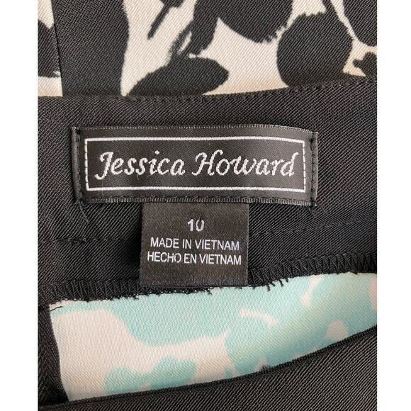 Jessica Howard Turquoise Black White Sleeveless Floral Dress Size 10 - Picture 3 of 4